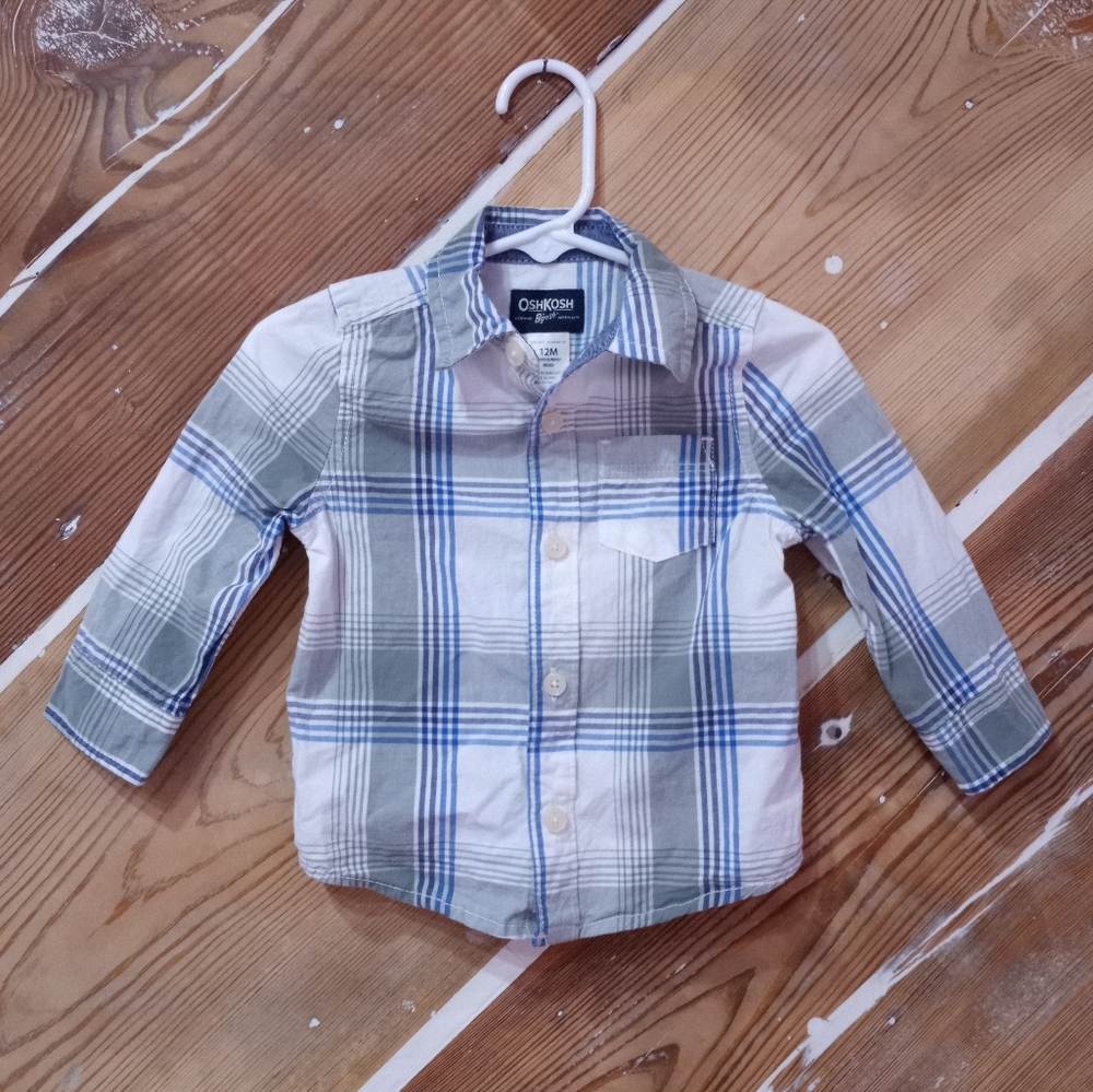 12m Boys Plaid Button Down Top Oshkosh